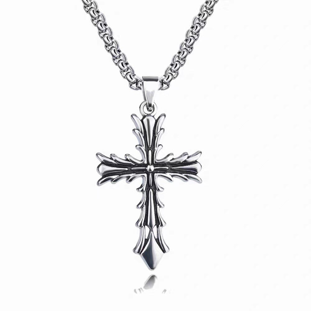 Personalized Retro High Street Hip Hop Cross Pendant Niche High Sense Men's And Women's Sweaters Accessories Necklace