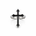 Maniac vintage black stainless steel gothic cross ring for women and men, perfect for parties.