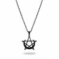Maniac black stainless steel gothic moon and pentagram pendant necklace with chain.