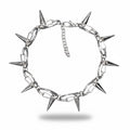 Maniac silver stainless steel gothic punk spike chain necklace for men and women.