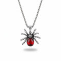 Maniac stainless steel gothic spider pendant necklace with large red crystal for men.