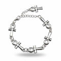 Maniac silver stainless steel Ankh bracelet with a gothic vampire style. Features multiple Ankh symbols linked by a chain.