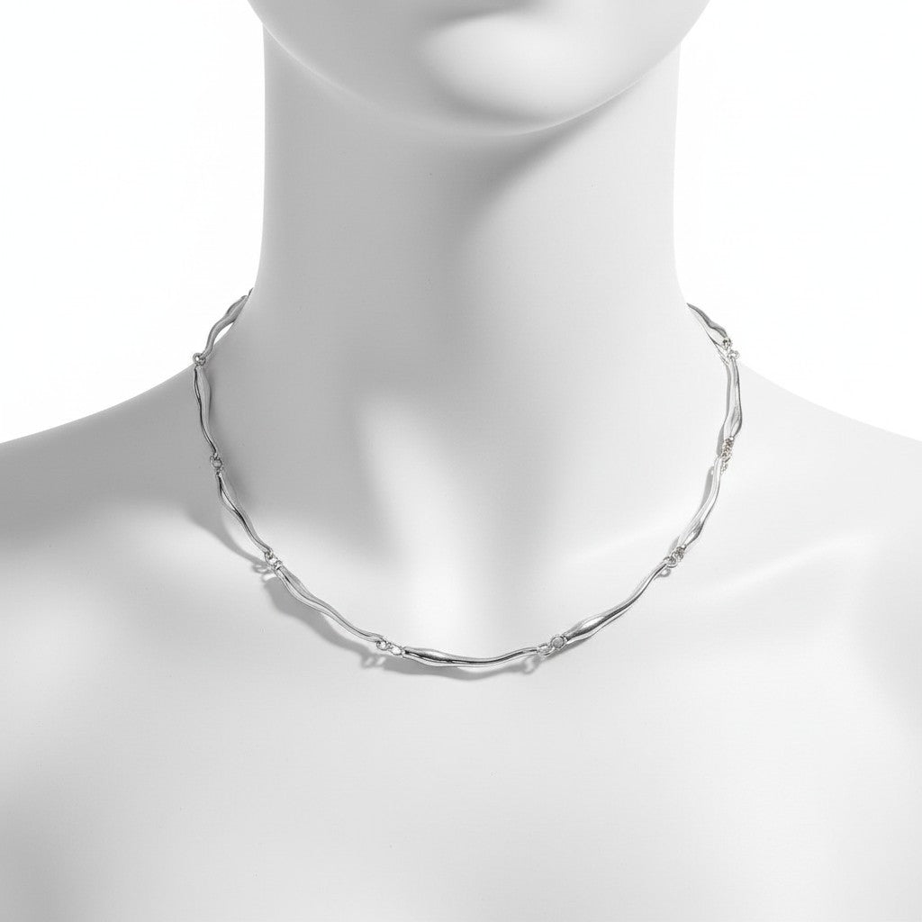 Maniac silver stainless steel irregular chain necklace for men and women.