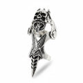 Maniac gothic vintage silver stainless steel skull knuckle ring with black accents. Full finger armour design.