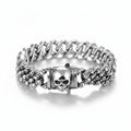 Maniac stainless steel bracelet with a vintage creative skull clasp and intricate skull detailing on the chain.