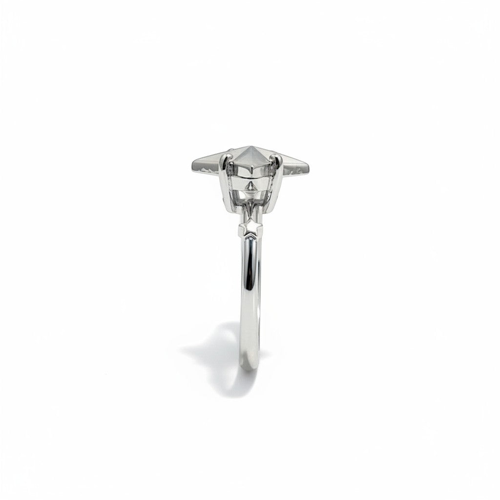 Maniac silver stainless steel ring with a star design and a sparkling cubic zirconia.