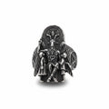 Maniac Steel Warrior stainless steel punk ring with Baphomet and children design.
